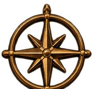 Brass compass emblem
